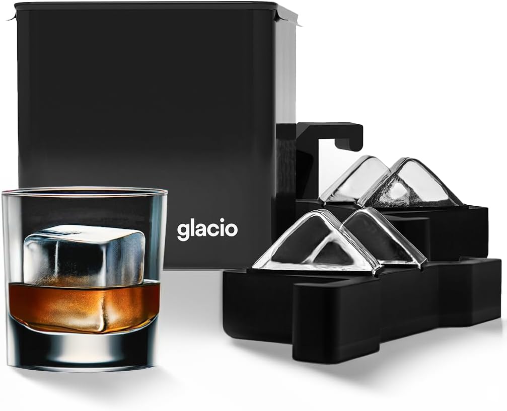 glacio Clear Ice Maker Set – Crystal Clear Ice Ball & Cube Molds for Whiskey and Cocktails | Dilution-Free Directional Freezing Design | Easy Removal