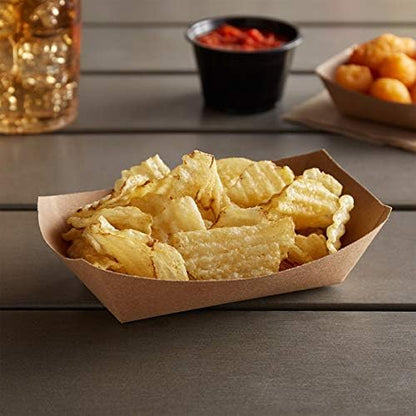 Angel's Peel Lounge Disposable Paper Tray - Recyclable Kraft, Fully Biodegradable Paper Trays- Picnics, Carnivals, Camping Trays- Food Serving Tray Holds Hot and Cold 1Lb (Pack of 100)