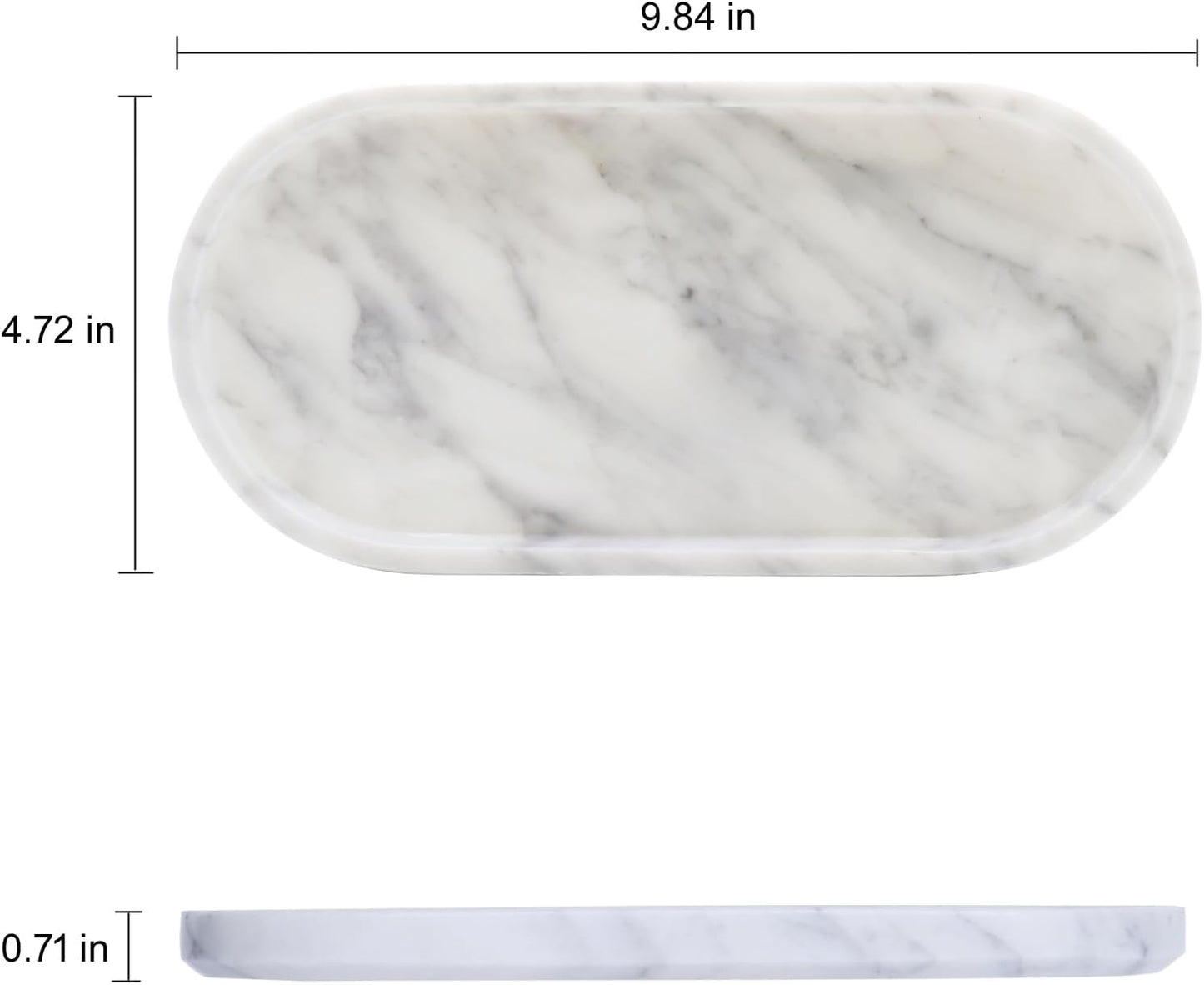 OOBOOB Oval Natural Marble Bathroom Tray for Decor Countertop, Marble Vanity Tray for Candles Perfume, Jewelry, Cosmetics, Elegant Vanity Organizer for Jewelry, Perfume