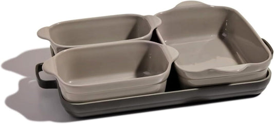 Our Place Bakeware Set | 5-Piece Nonstick, Toxin-Free, Ceramic, Cast Aluminum Set with Oven Pan, Bakers, & Oven Mat | Space-Saving Nesting Design | Oven-Safe | Bake, Roast, Griddle and more | Char