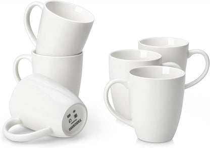 vancasso White Ceramic Coffee Mug Set of 6, 12 Oz Tea Cups with Handle for Latte, Tea, Cappuccino, Milk, Cocoa, Microwave&Dishwasher Safe