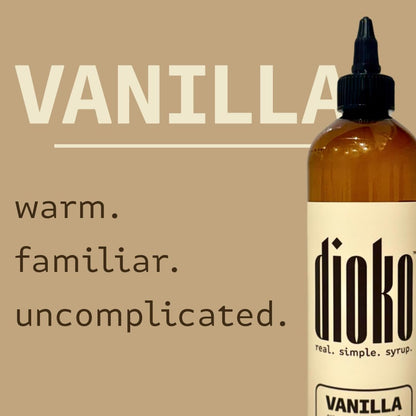 Dioko Premium Syrup, 12 fl. oz Premium Coffee & Dessert Syrup with Easy Pour Spout | No Artificial Dyes or Colors | Perfect for Lattes, Iced Coffee, Cocktails, Pancakes & More (Vanilla)