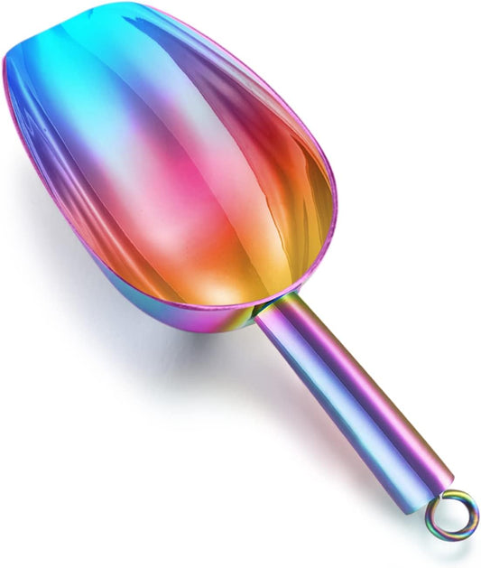 TeamFar 5oz Ice Scoop, Stainless Steel Food Scoop Metal Ice Scooper for Kitchen Bar Party Wedding, Heavy Duty & Sturdy, Easy Storage & Versatile, Mirror Finish & Smooth Edge, Colorful