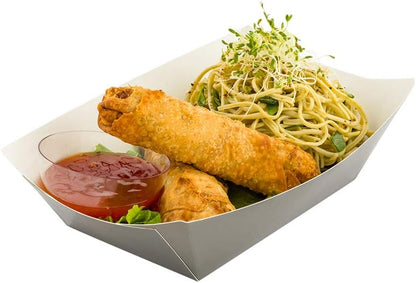 Restaurantware Bio Tek 1 Pound Food Boats 200 Disposable Paper Food Trays - Heavy-Duty Greaseproof Gray Paper Food Boats For Snacks Appetizers Or Treats Use At Parties Or Carnivals