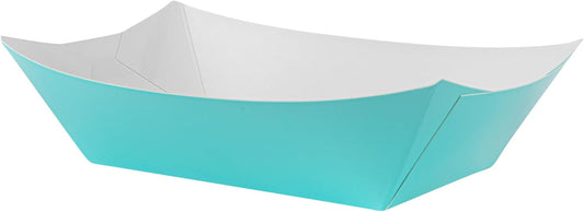 Bio Tek 1 Pound Food Boats, 200 Disposable Paper Food Trays - Heavy-Duty, Greaseproof, Turquoise Paper Food Boats, For Snacks, Appetizers, Or Treats, Use At Parties Or Carnivals - Restaurantware