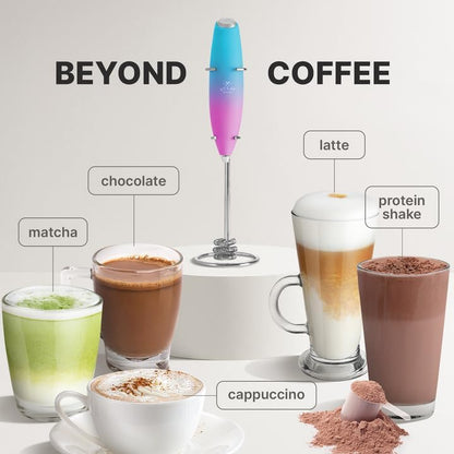Zulay Kitchen Milk Frother with Patented Tornado Triple Whisk – Handheld Foam Maker for Coffee, Lattes, Matcha & Hot Chocolate – Rich, Creamy Froth in Seconds