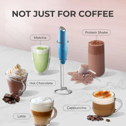 Zulay Kitchen Powerful Milk Frother Wand With 4 AA Duracell Batteries - Ultra Fast Handheld Drink Mixer - Electric Whisk Foam Maker for Coffee, Lattes, Cappuccino, Matcha & Creamer