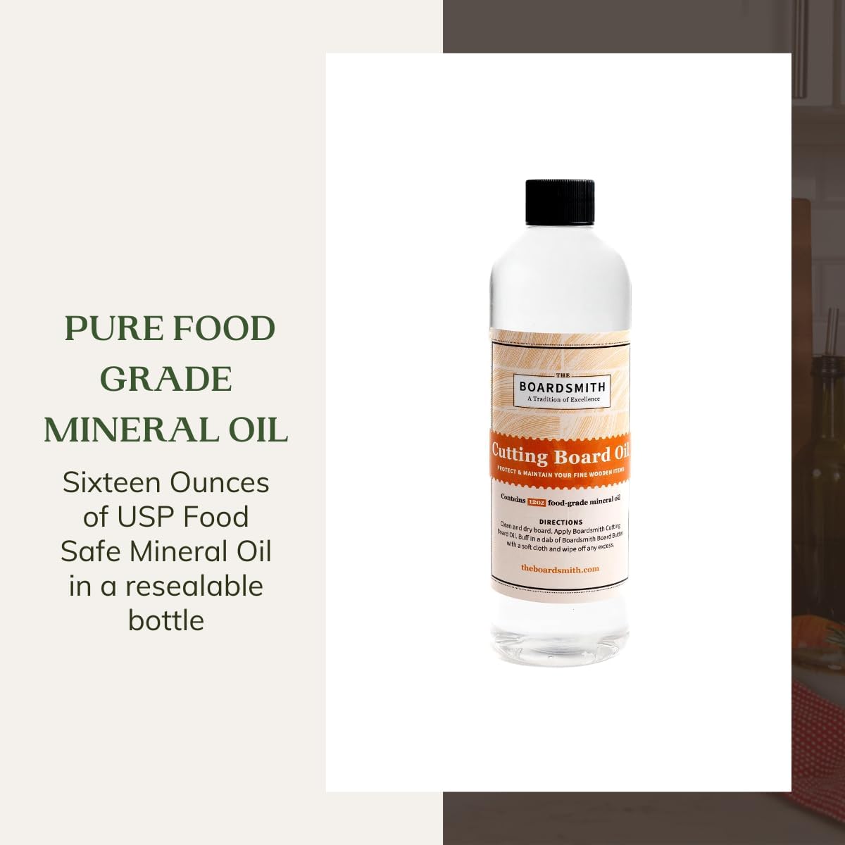 The Boardsmith Cutting Board Oil and Board Butter Set - Premium Food Grade Mineral Oil and Beeswax Cutting Board Wax - Large