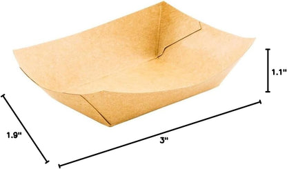 Restaurantware Bio Tek 4 Ounce Paper Boats 50 Disposable #25 Food Trays - PE Lining Durable Kraft Paper Food Baskets For Concession Stands Picnics or Fairs Stackable