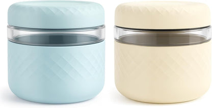 24 oz Glass Lunch Bowl Containers with Lids 2 Pack | Leak & Spill Proof, BPA-Free, Microwave & Dishwasher Safe | Airtight Meal Prep & Food Storage Jar for Lunch, Salad, Soup, Oats, Stew, Yogurt