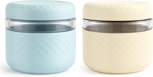 24 oz Glass Lunch Bowl Containers with Lids 2 Pack | Leak & Spill Proof, BPA-Free, Microwave & Dishwasher Safe | Airtight Meal Prep & Food Storage Jar for Lunch, Salad, Soup, Oats, Stew, Yogurt