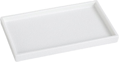 Bathroom Vanity Tray - 11'' Ceramic Rough-Textured Rectangle Countertop Tray, Heavy-Duty Perfume Organizer Plate, Jewelry Ring Tray, Kitchen Soap Dispenser Stone Trays, White