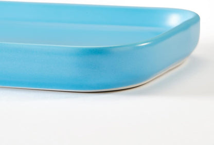 Ceramic Bathroom Tray,Kitchen Sink Organizer Tray,Cosmetics Holder (Blue)