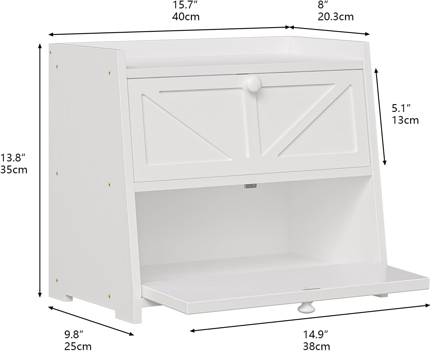 Vintage Double Layer Bread Box for Kitchen Counter Bamboo Bread Storage Container Large Capacity Bread Storage Bin (White)