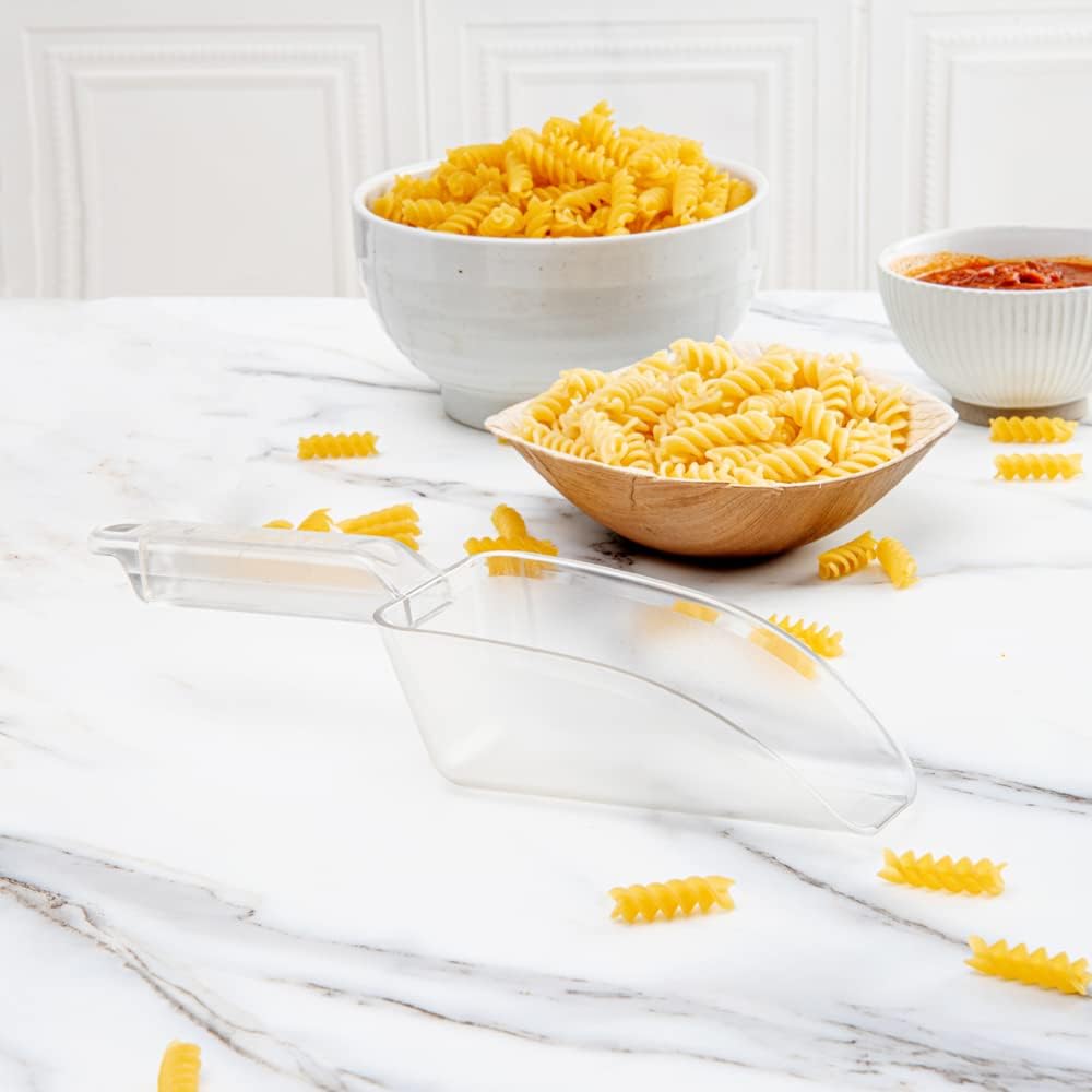 Restaurantware Met Lux 12 Ounce Ice Scoop 1 Flat Bottom Food Scoop - Beveled Front Edge Hanging Slot Clear PC Plastic Flour Scoop Lightweight For Ice Or Dry Ingredients