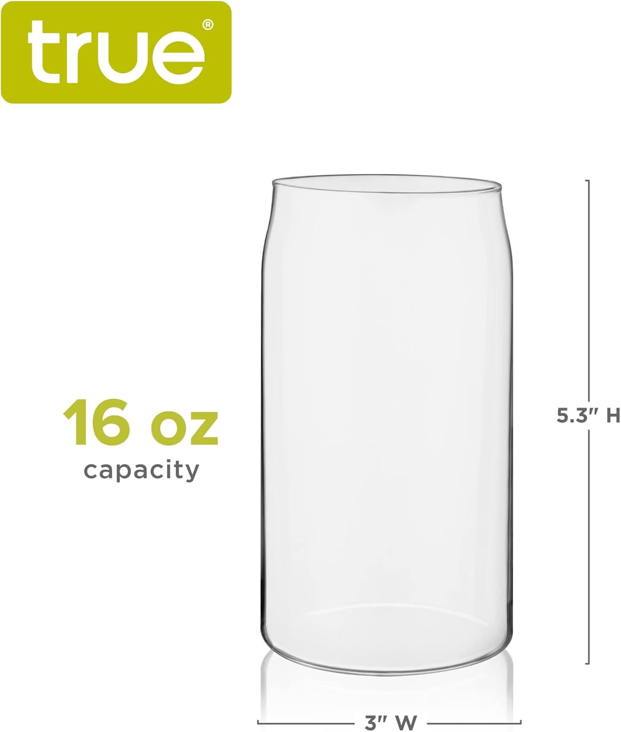 True Beer Can Glasses, Clear Tumblers, Superior Cocktail, Water, Juice, Iced Coffee, Soda, Beverage Drinking Glass, Kitchen Glassware Sets, Drinkware, Home Bar, 16 oz Set of 4