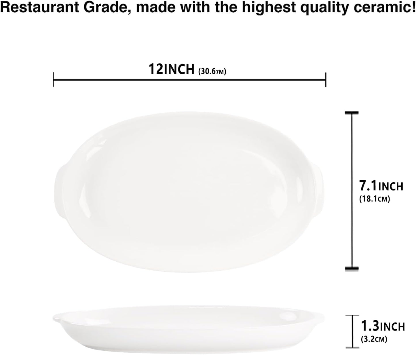 11 x 7 Inch Oval Au Gratin Baking Dishes, Set of 2, Porcelain Baking pan Oven Safe, Roasting Lasagna Pans, for Casserole Dish, Pie Plate, Baking, scalloped, potatoes, shepherds pie