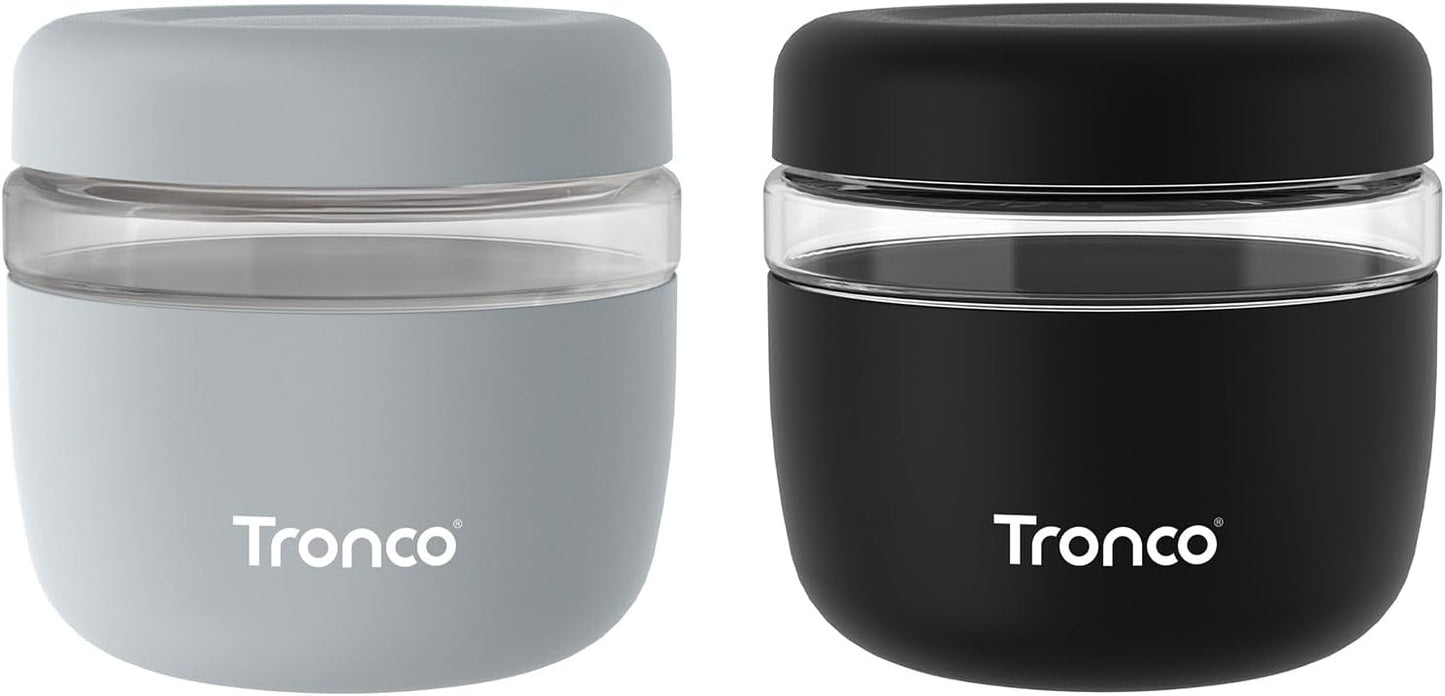 Tronco 24 oz Glass Food Storage Containers with Lids, Airtight, Leak & Spill Proof Glass Lunch Bowls for Meal Prep, Salad, Yogurt, Soup & Stew, Microwave & Dishwasher Safe, BPA-Free, Set of 2