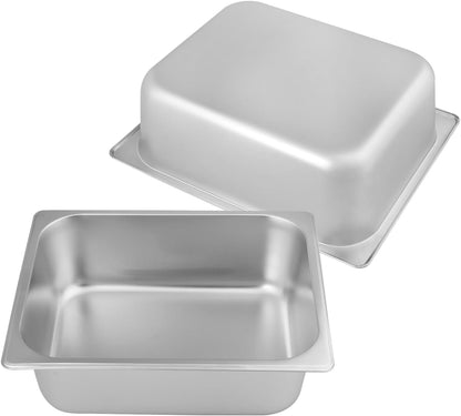 3 PCS 1/2 Size, 4 Inch Deep Stainless Steel Steam Table Pans, Anti-Jamming Steam Pan, Hotel and Restaurant Catering Food Pans by GENHAKON