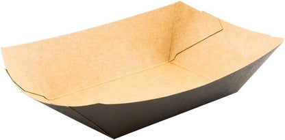 Restaurantware Bio Tek 1/2 Pound Food Boats 50 Disposable Paper Food Trays - Heavy-Duty Greaseproof Black Paper Food Boats For Snacks Appetizers Or Treats Use At Parties Or Carnivals