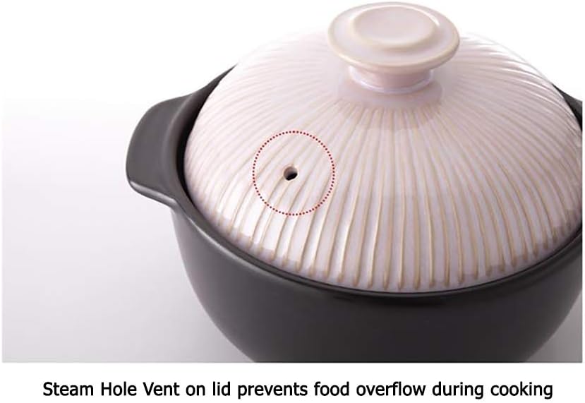 Kitchen Flower Lucia Natural Glazed Ceramic Porcelain Cookware Hot Pot (Beige Pink 1400ml)