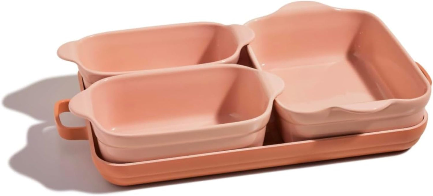 Our Place Bakeware Set | 5-Piece Nonstick, Toxin-Free, Ceramic, Cast Aluminum Set with Oven Pan, Bakers, & Oven Mat | Space-Saving Nesting Design | Oven-Safe | Bake, Roast, Griddle and more | Spice