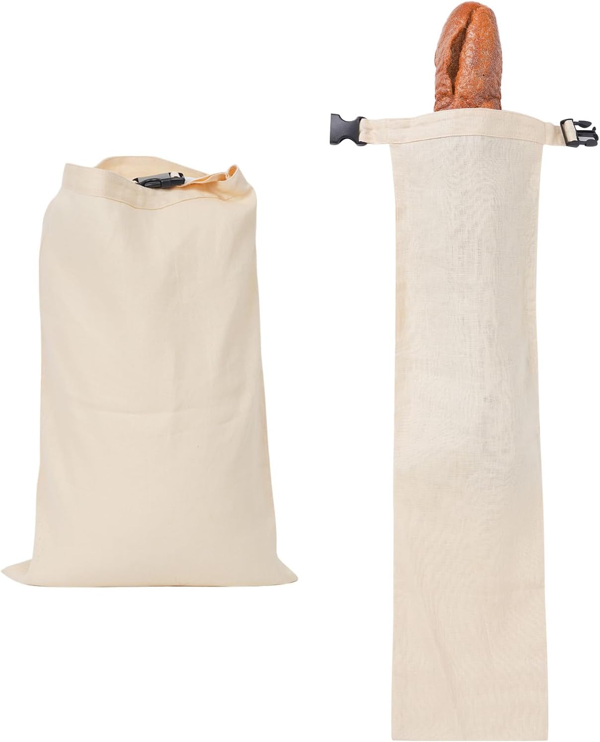 2 Pack 100% Linen Bread Bags for Homemade Bread Sourdough 13 x 19.6 Inch Reusable Bread Storage Bag 7.8 x 28.7 Inch for large Baguette (Light Apricot)