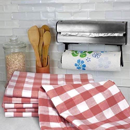 Urban Villa Kitchen Towels Set of 6 Buffalo Checks Rust Kitchen Towels 20X30 Inches 100% Cotton Highly Absorbent Kitchen Towels Premium Quality Ultra Soft Mitered Corners KitchenTowels