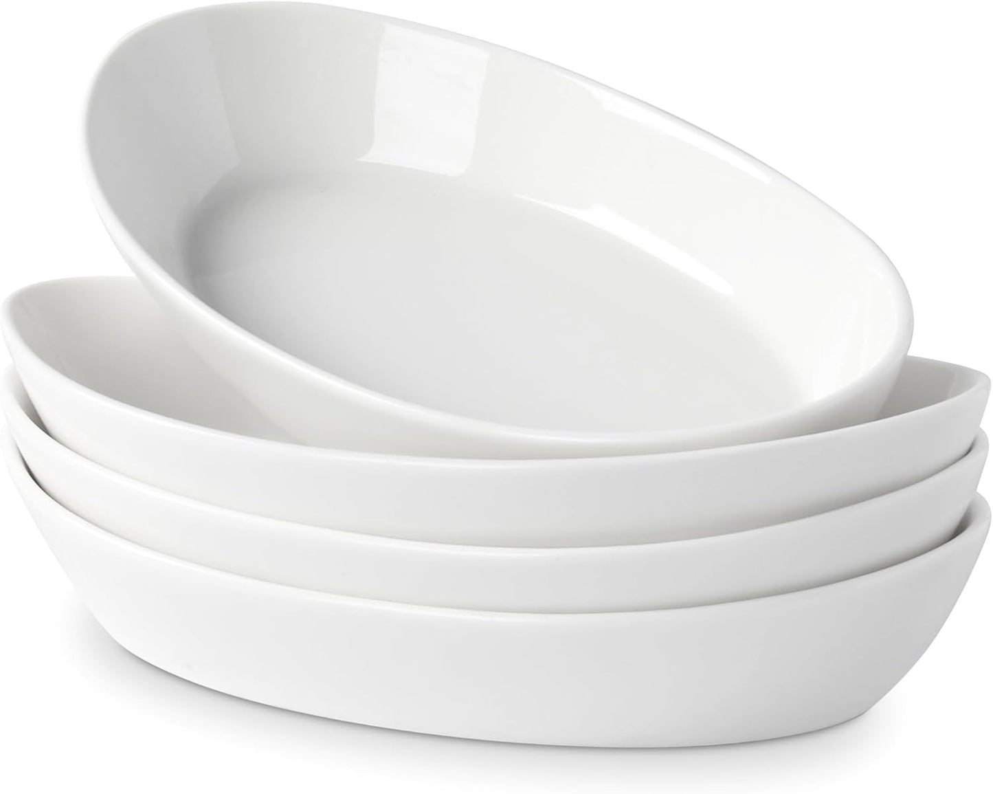 Au Gratin Baking Dishes for Oven Safe, Porcelain Mini Casserole Dish (4pc Set). 10oz Individual Gratin Dishes Set, Ceramic Small Baking Dish for Single Serving, Banana Split Bowls, 7.6x4.4in