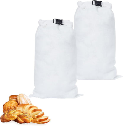 2 Pcs 100% Linen Bread Bags for Homemade Bread 13 x 19.6 Inches Reusable Sourdough Bread Storage Bag with Zipper (White)