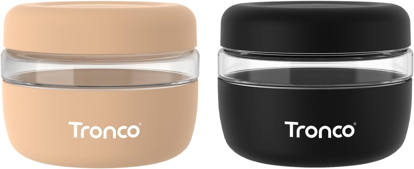 Tronco 16 oz Glass Food Storage Containers with Lids, Airtight, Leak & Spill Proof Glass Lunch Bowls for Meal Prep, Salad, Yogurt, Soup & Stew, Microwave & Dishwasher Safe, BPA-Free, Set of 2