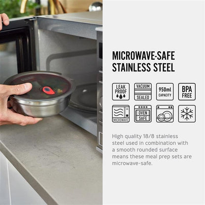 BLACK + BLUM Lunch Bowl - Reusable Meal Prep Containers for Picnic & Camping - Microwavable Stainless Steel Lunch & Dinner Food Storage Box with Leak Proof Lid - Dishwasher & Oven Safe - Medium 32oz