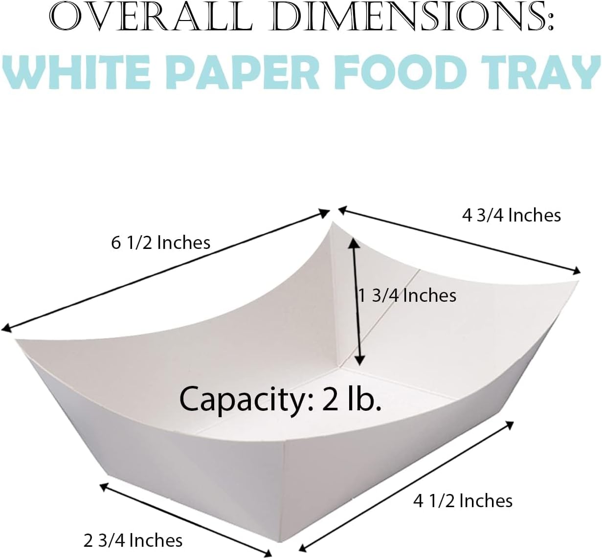 Angel's Peel Lounge White Paper Food Tray- Grease-Resistant and Microwavable- Heavy Duty Paper Trays Great for Tacos, Nachos, Fries, BBQ's, Picnics, Carnivals and Parties (2 lb) Pack of 100