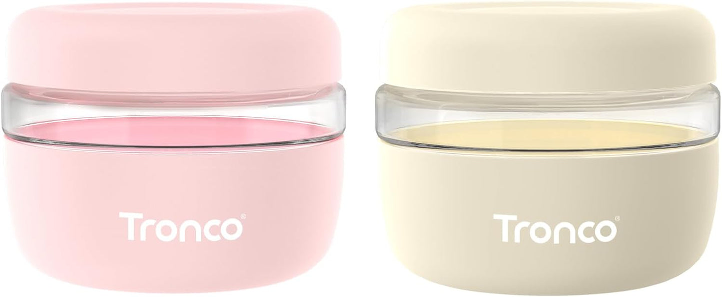Tronco 16 oz Glass Food Storage Containers with Lids, Airtight, Leak & Spill Proof Glass Lunch Bowls for Meal Prep, Salad, Yogurt, Soup & Stew, Microwave & Dishwasher Safe, BPA-Free, Set of 2