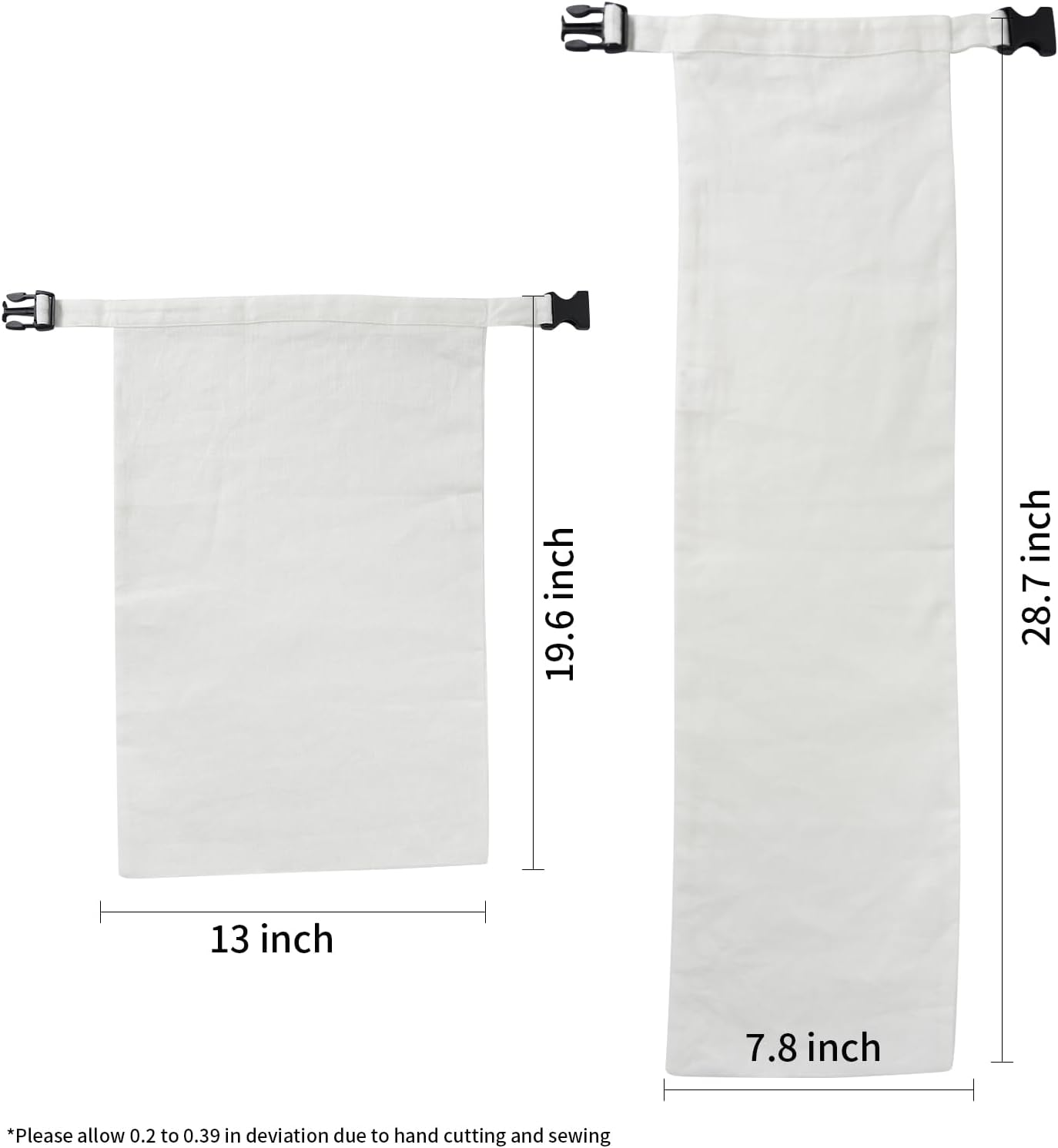 2 Pack 100% Linen Bread Bags for Homemade Bread Sourdough 13 x 19.6 Inch Reusable Bread Storage Bag 7.8 x 28.7 Inch for large Baguette (White)