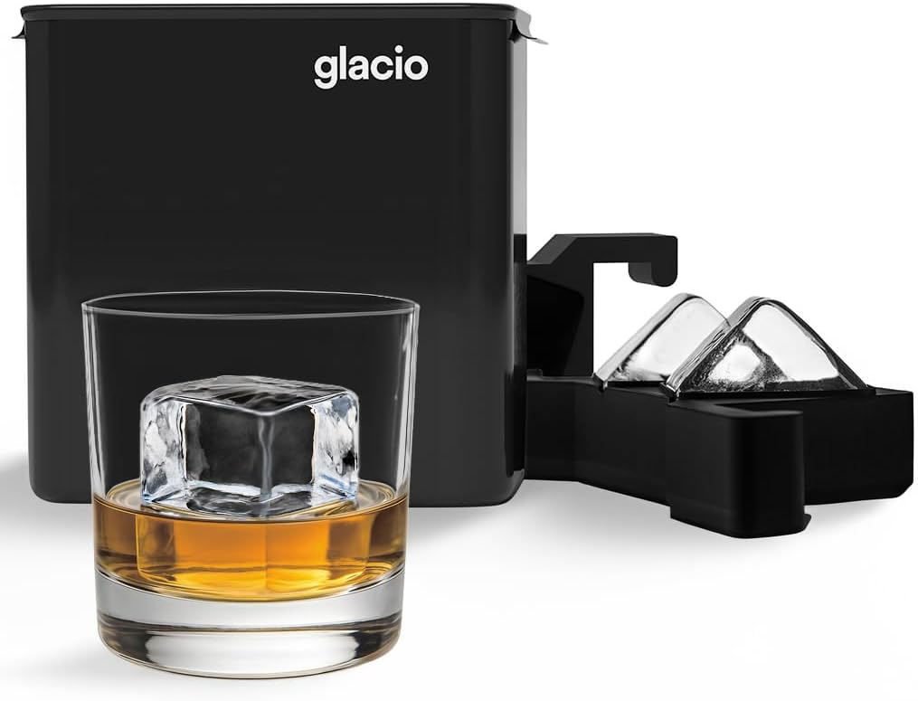 glacio Clear Ice Maker Set – Crystal Clear Ice Ball & Cube Molds for Whiskey and Cocktails | Dilution-Free Directional Freezing Design | Easy Removal