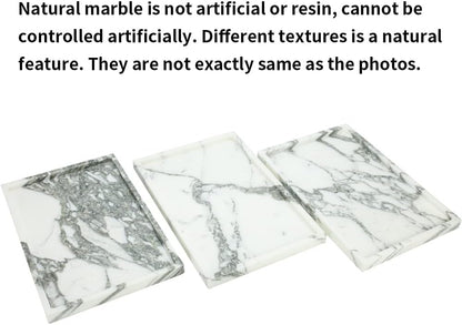 Real Luxurious Natural Marble Vanity Tray Genuine Marble Storage Tray for Home Decor Stone Tray for Bathroom/Kitchen/Vanity/Dresser Non-Resin/(arabescato)