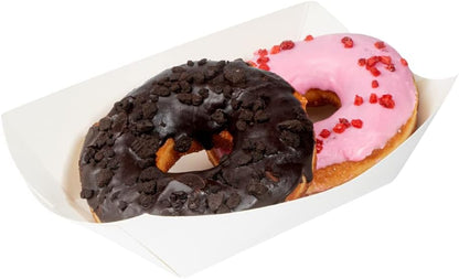 Restaurantware Bio Tek 1 Pound Food Boats 50 Disposable Paper Food Trays - Heavy-Duty Greaseproof White Paper Food Boats For Snacks Appetizers Or Treats Use At Parties Or Carnivals