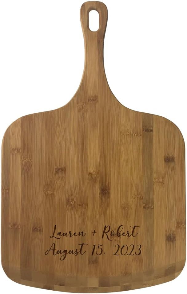 Personalized Bamboo Pizza Peel, Two line message (script), Measures 23 1/2" x 14 1/2" Engraved Pizza Board, Custom Pizzeria Decor