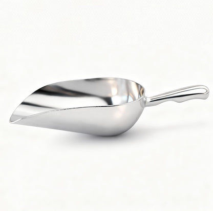 12 OZ Cast Aluminum Utility Scoop, One-Piece Solid Ice Scoop for Ice Bucket, Bar, Kitchen, Multipurpose Food Scooper for Flour, Sugar, Popcorn, Dog Food (Silver) (12OZ)