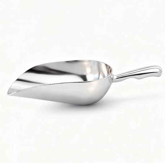 12 OZ Cast Aluminum Utility Scoop, One-Piece Solid Ice Scoop for Ice Bucket, Bar, Kitchen, Multipurpose Food Scooper for Flour, Sugar, Popcorn, Dog Food (Silver) (12OZ)