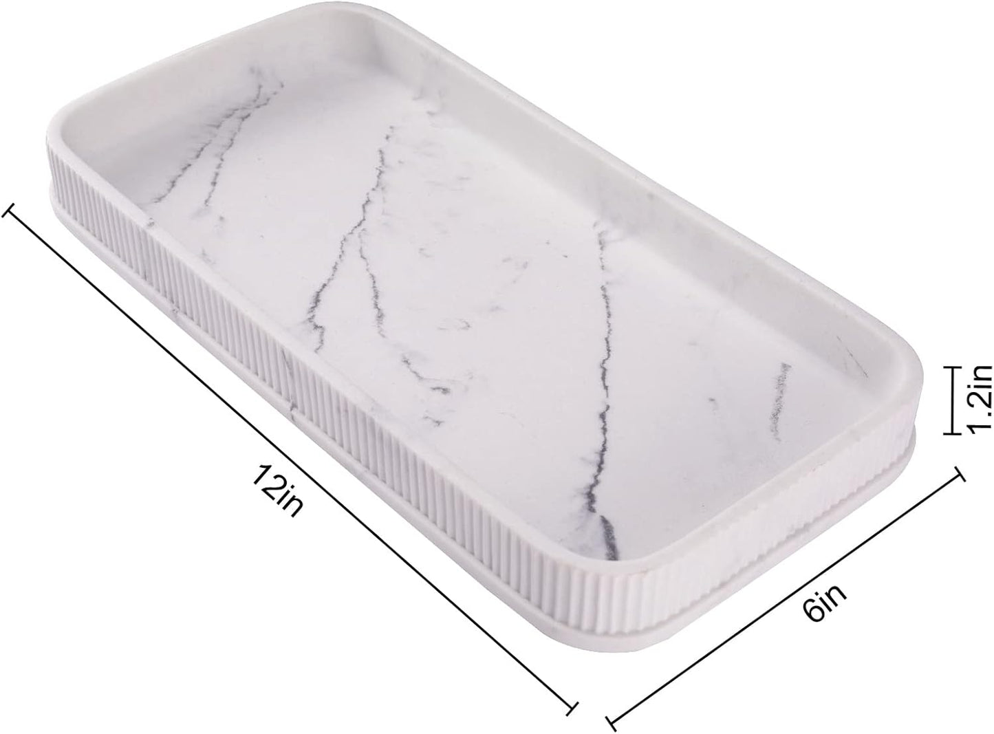 Bathroom Counter Tray Matte Vanity Tray Decor Perfume Trays Dresser Holder for Bathroom Countertop Jewelry Candle Soap Plant Towel Cosmetic Organizer Rectangle Large Serving Tray