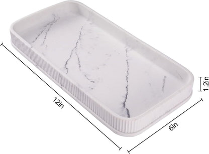 Bathroom Counter Tray Matte Vanity Tray Decor Perfume Trays Dresser Holder for Bathroom Countertop Jewelry Candle Soap Plant Towel Cosmetic Organizer Rectangle Large Serving Tray
