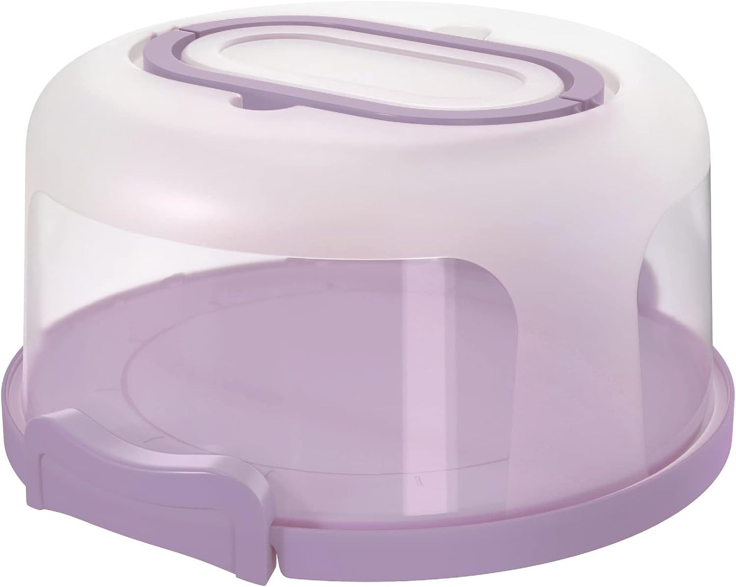 Round Cake Carrier Two Sided Cake Holder Serves as Five Section Serving Tray, Portable Cake Stand Fits 10 inch Cake, Cake Box Comes With Handle, Cake Container Holds Pies (Lilac)