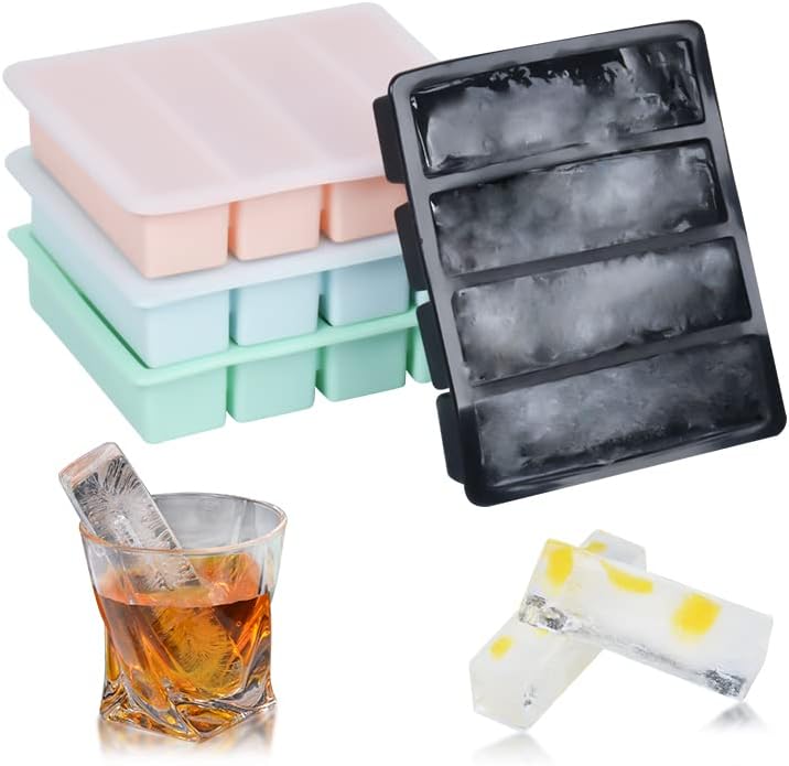 2-Piece Silicone Ice Tray Set, suitable for whiskey, cocktails, or butter molds. Freezer molds with dust covers, easy to unmold and clean, reusable.