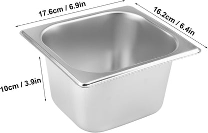 5 PCS 1/6 Size, 4 Inch Deep Stainless Steel Steam Table Pans, Anti-Jamming Steam Pan, Hotel and Restaurant Catering Food Pans by GENHAKON