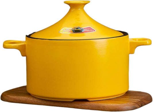 4l Tagine Ceramic Pot Moroccan Tagine Cooking Pot Handmade Ceramic Casserole Healthy Clay Pot for Braising Slow Cooking the Best Choice for Birthday Gifts (yellow)