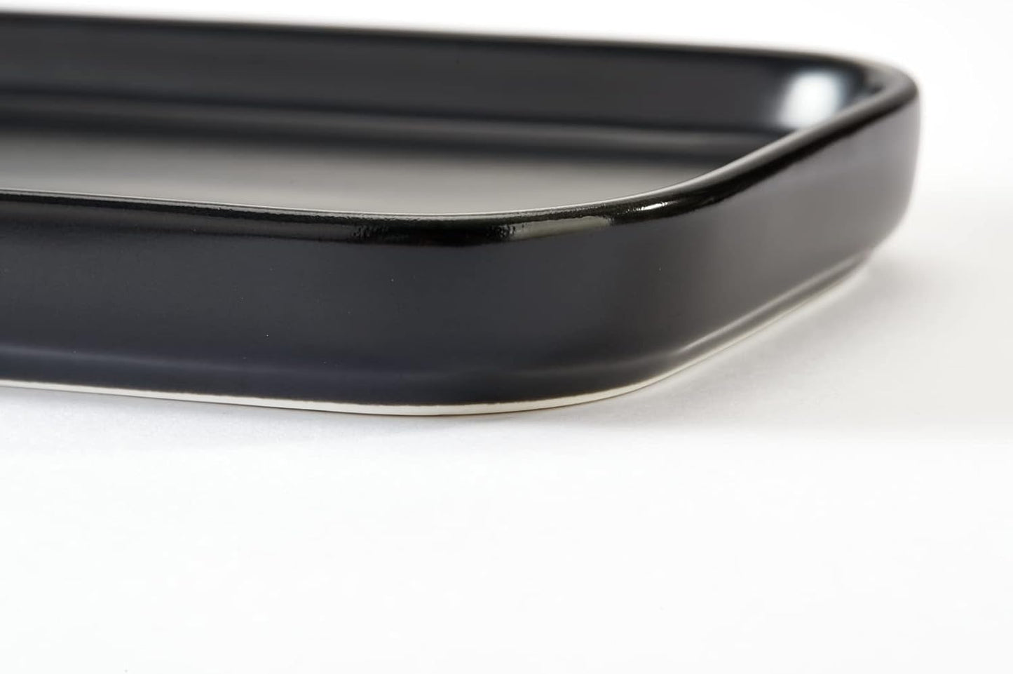 Ceramic Bathroom Tray,Kitchen Sink Organizer Tray,Cosmetics Holder (Black)