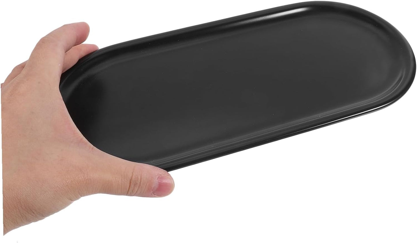 Uonlytech Oval Ceramic Vanity Tray Decorative Storage Organizer for Bathroom Dresser Countertop Perfume Jewelry Holder Space-Saving Multifunctional