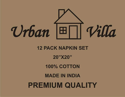 Urban Villa Cloth Napkins Trendy Stripes 100% Cotton Aborbent Dinner Napkins (Set of 12) 20x20 Inches Grey White Soft Durable Washable Ideal for Everyday Use Wedding Parties Napkins